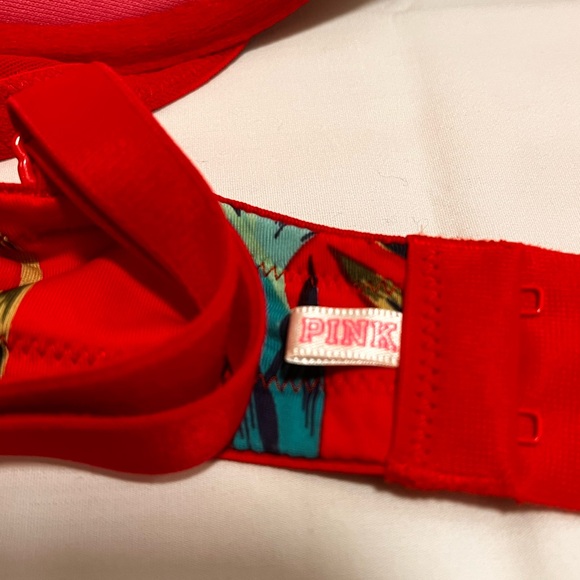 PINK by Victoria Secret Wear Everywhere Push Bra, 34DD, Red with bright Print - Picture 3 of 6